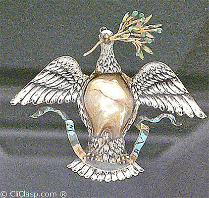 Enameled gold and pearl, Paris, middle of XVII century, a dove pendant with natural baroque pearl